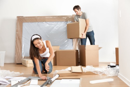 Removal vehicle and moving equipment ready for a booking
