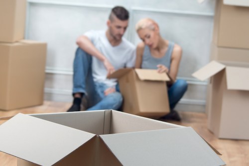 Packed boxes and furniture ready for local removals in Tooting