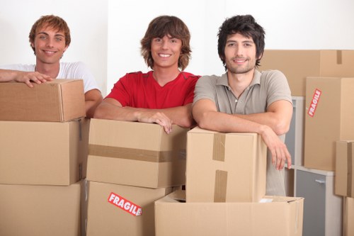 Removal van loading boxes and household items in Tooting