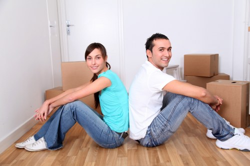 Furniture and boxes being loaded for a Tooting house move
